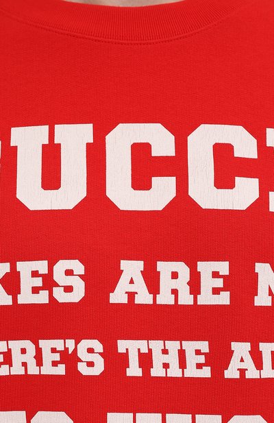 Хлопковый свитшот GUCCI красного цвета по цене 113760 руб., арт. 655471/XJDH0, фото 5 Хлопковый свитшот GUCCI, арт. 655471/XJDH0, фото 5