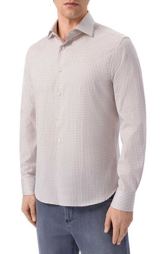 Хлопковая рубашка Canali CCLX098/GD03717 Бежевый  CCLX098/GD03717 Фото 3