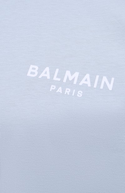 Хлопковая футболка BALMAIN светло-голубого цвета по цене 32950 руб., арт. WF1EF010/B013, фото 5 Хлопковая футболка BALMAIN, арт. WF1EF010/B013, фото 5
