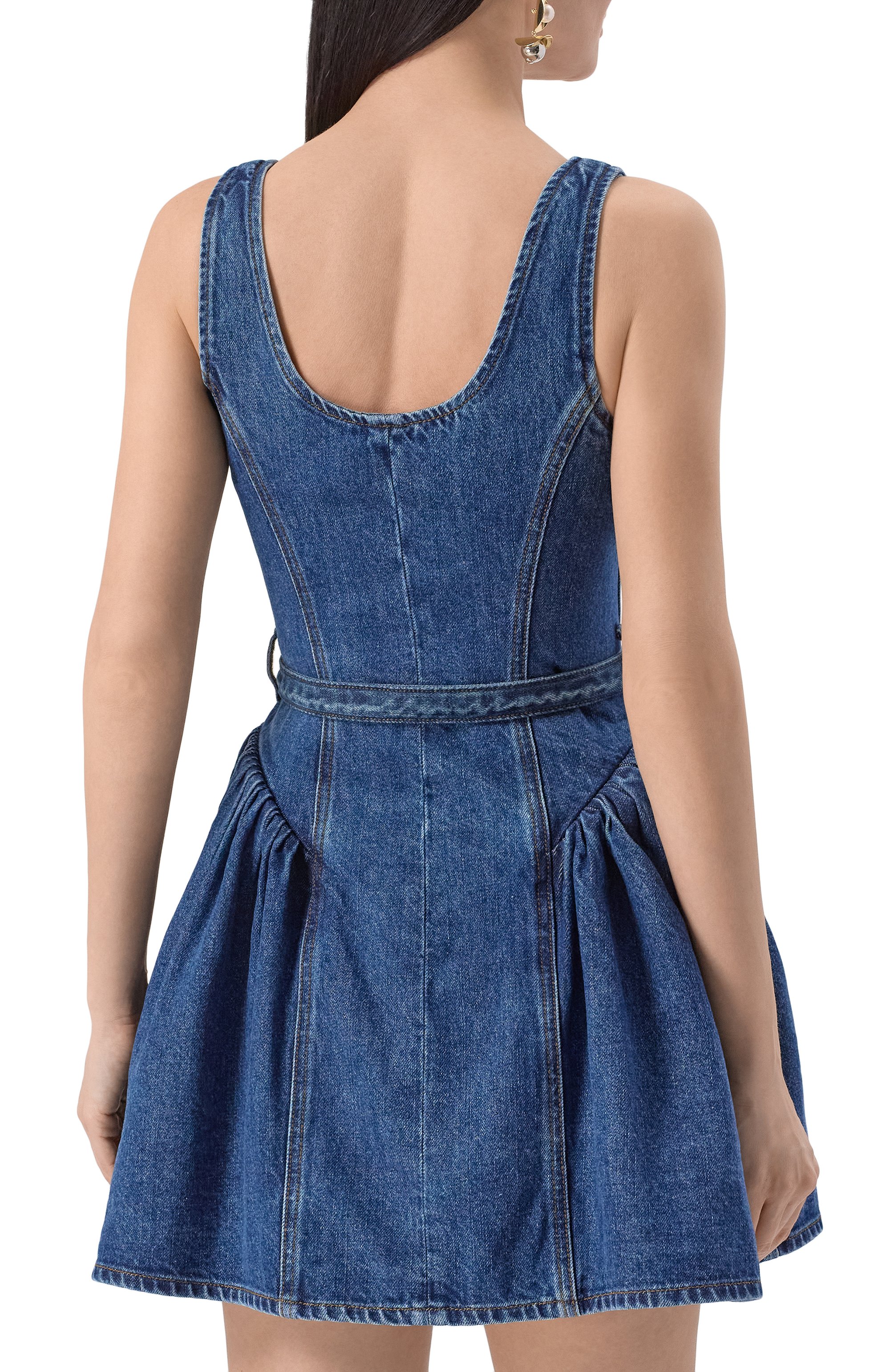 Джинсовое платье SELF-PORTRAIT синего цвета по цене 48050 руб., арт. RS25800SBL, фото 4 Джинсовое платье SELF-PORTRAIT, арт. RS25800SBL, фото 4