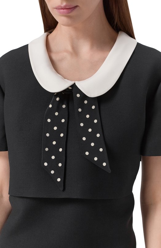 Платье из шерсти и шелка Valentino 8B3VAHZ1/1CF Чёрный  8B3VAHZ1/1CF Фото 4