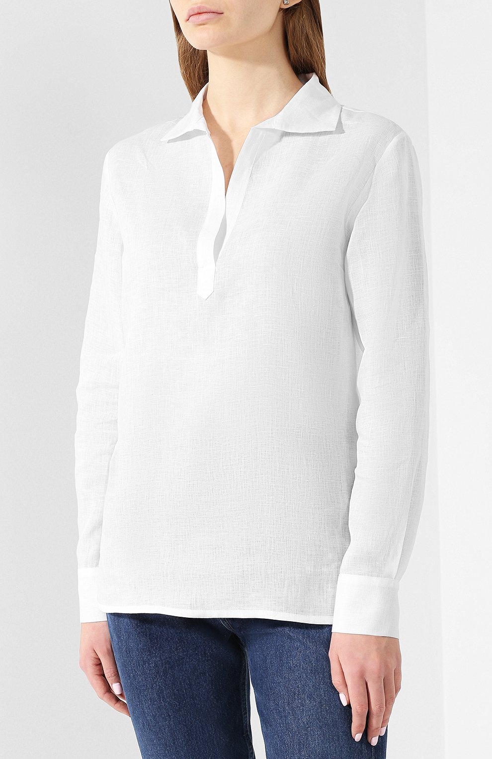 Льняная блузка KITON белого цвета по цене 72600 руб., арт. D47444H06207, фото 3 Льняная блузка KITON, арт. D47444H06207, фото 3