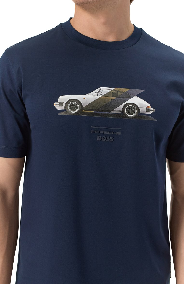 Мужская хлопковая футболка boss x porsche BOSS темно-синего цвета, арт. 50531455 | Фото 5 (Длина (для топов): Стандартные; Материал внешний: Хлопок; Рукава: Короткие; Принт: С принтом; Стили: Кэжуэл; Кросс-КТ: Джерси; Мужское Кросс-КТ: Футболка-одежда)