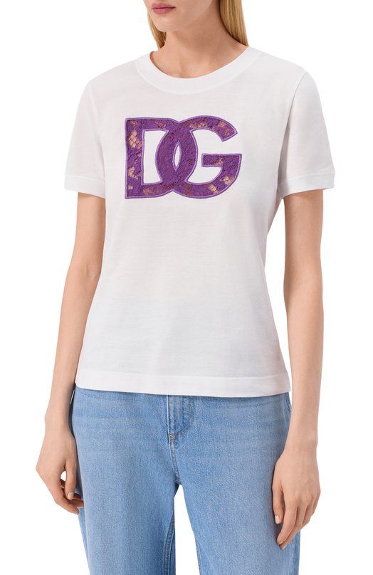 Хлопковая футболка Dolce & Gabbana F8V20Z/GDC9V Белый  F8V20Z/GDC9V Фото 3