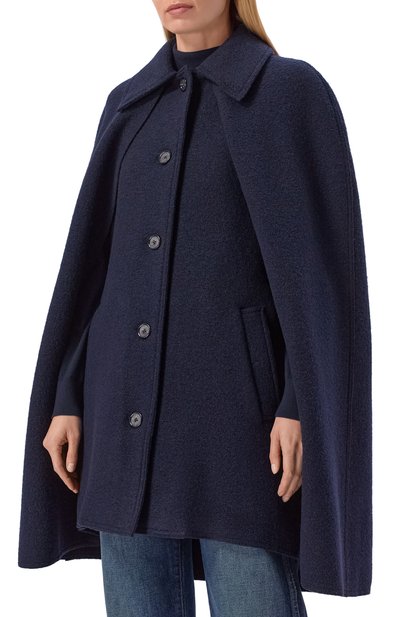 Шерстяной кейп TOTEME темно-синего цвета по цене 141500 руб., арт. 261-WR00265-FB0549, фото 3 Шерстяной кейп TOTEME, арт. 261-WR00265-FB0549, фото 3