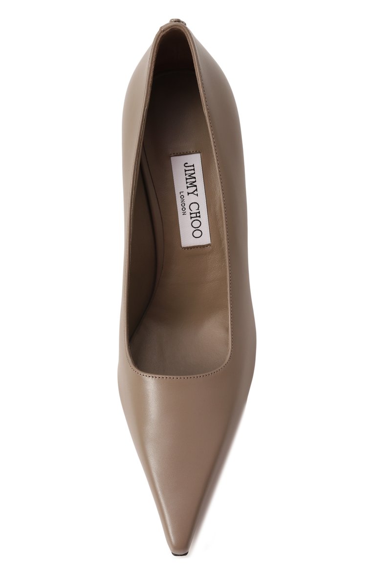 Женские кожаные туфли ixia 80 JIMMY CHOO темно-бежевого цвета, арт. IXIA 80/CLF | Фото 6 (Материал сплава: Проставлено; Каблук тип: Шпилька; Подошва: Плоская; Материал внутренний: Натуральная кожа; Каблук высота: Высокий; Материал внешний: Натуральная кожа; Драгоценные камни: Проставлено)
