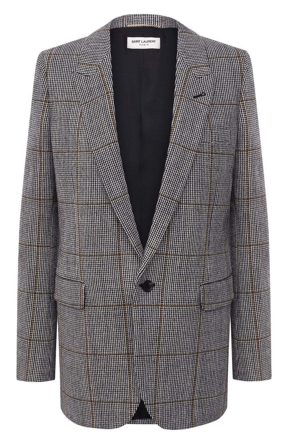 Шерстяной жакет SAINT LAURENT серого цвета по цене 289500 руб., арт. 517740/Y7B76, фото 1 Шерстяной жакет SAINT LAURENT, арт. 517740/Y7B76, фото 1