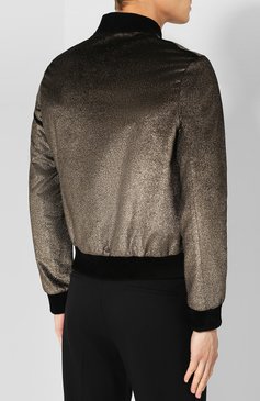 Мужской хлопковая куртка на молнии SAINT LAURENT золотого цвета, арт. 533089/Y104T | Фото 4 (Кросс-КТ: Куртка, бомбер; Рукава: Длинные; Принт: Без принта; Материал сплава: Проставлено, Проверено; Материал внешний: Хлопок; Мужское Кросс-КТ: Верхняя одежда; Статус проверки: Проверено; Драгоценные камни: Проставлено; Длина (верхняя одежда): Короткие; Стили: Кэжуэл)