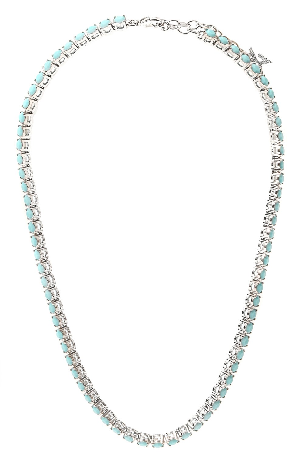 Колье tennis AMINA MUADDI бирюзового цвета по цене 76600 руб., арт. TENNIS NECKLACE, фото 1 Колье tennis AMINA MUADDI, арт. TENNIS NECKLACE, фото 1