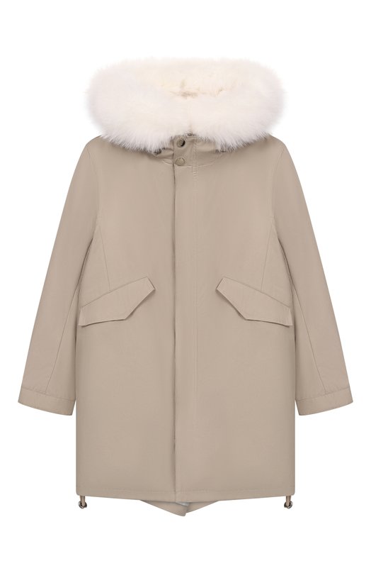 Утепленная парка с отделкой из лисы Yves Salomon Enfant