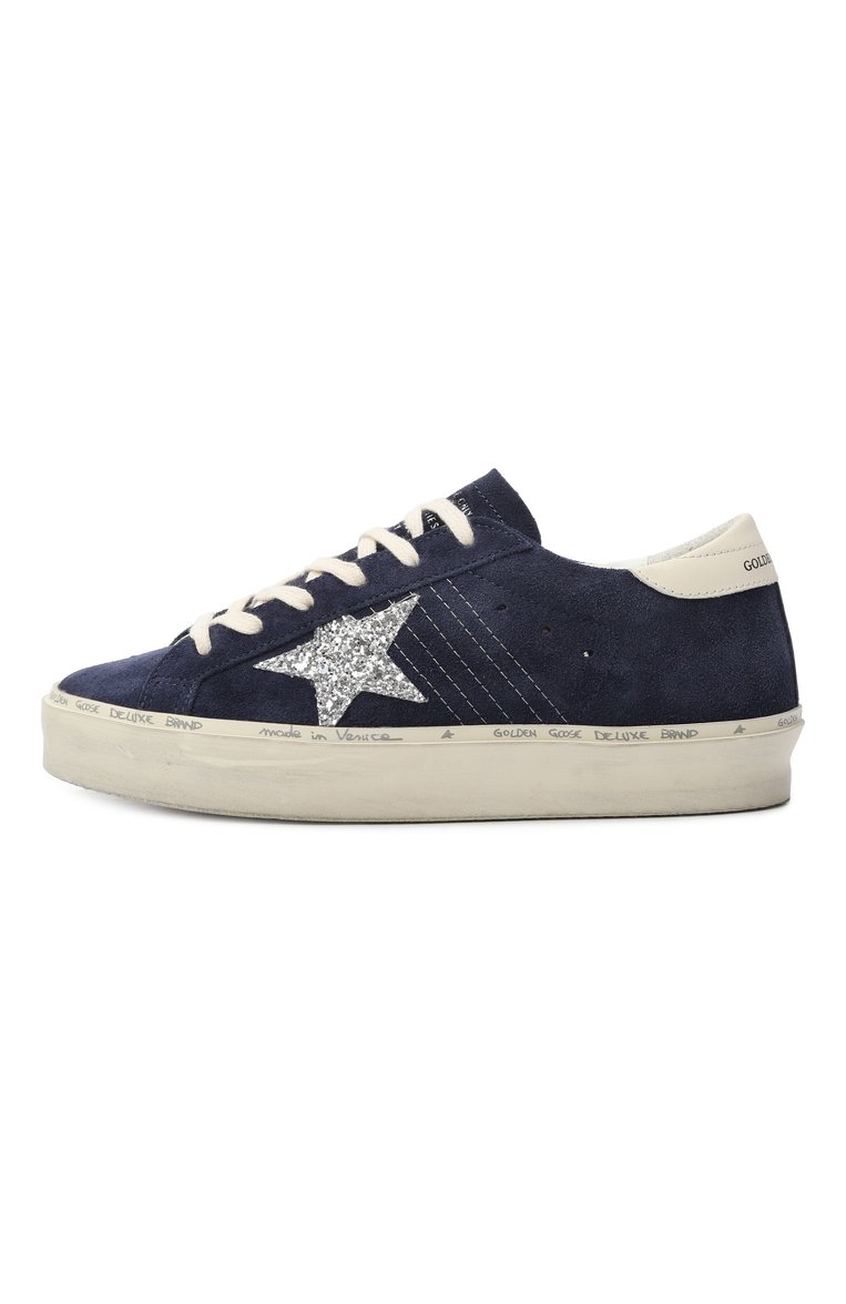 Женские замшевые кеды hi star GOLDEN GOOSE DELUXE BRAND синего цвета, арт. GWF00118.F006510 | Фото 4 (Подошва: Платформа; Материал внутренний: Текстиль; Материал внешний: Натуральная кожа, Замша; Кросс-КТ: Низкие; Материал утеплителя: Без утеплителя; Стили: Кэжуэл)
