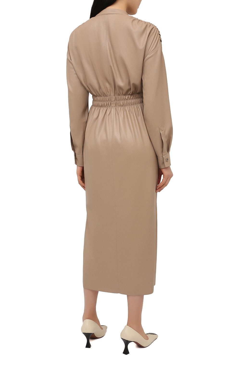 Платье из экокожи NANUSHKA, арт. JAYCE_SANDST0NE_VEGAN LEATHER RUCHED, фото 4
