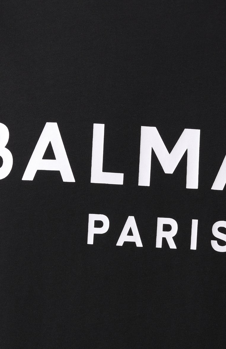 Мужская хлопковая футболка BALMAIN черного цвета, арт. EH1EG010/BB73 | Фото 6 (Длина (для топов): Стандартные; Драгоценные камни: Проставлено; Рукава: Короткие; Материал сплава: Проставлено; Стили: Кэжуэл; Принт: С принтом; Материал внешний: Хлопок; Мужское Кросс-КТ: Футболка-одежда; Кросс-КТ: Джерси)