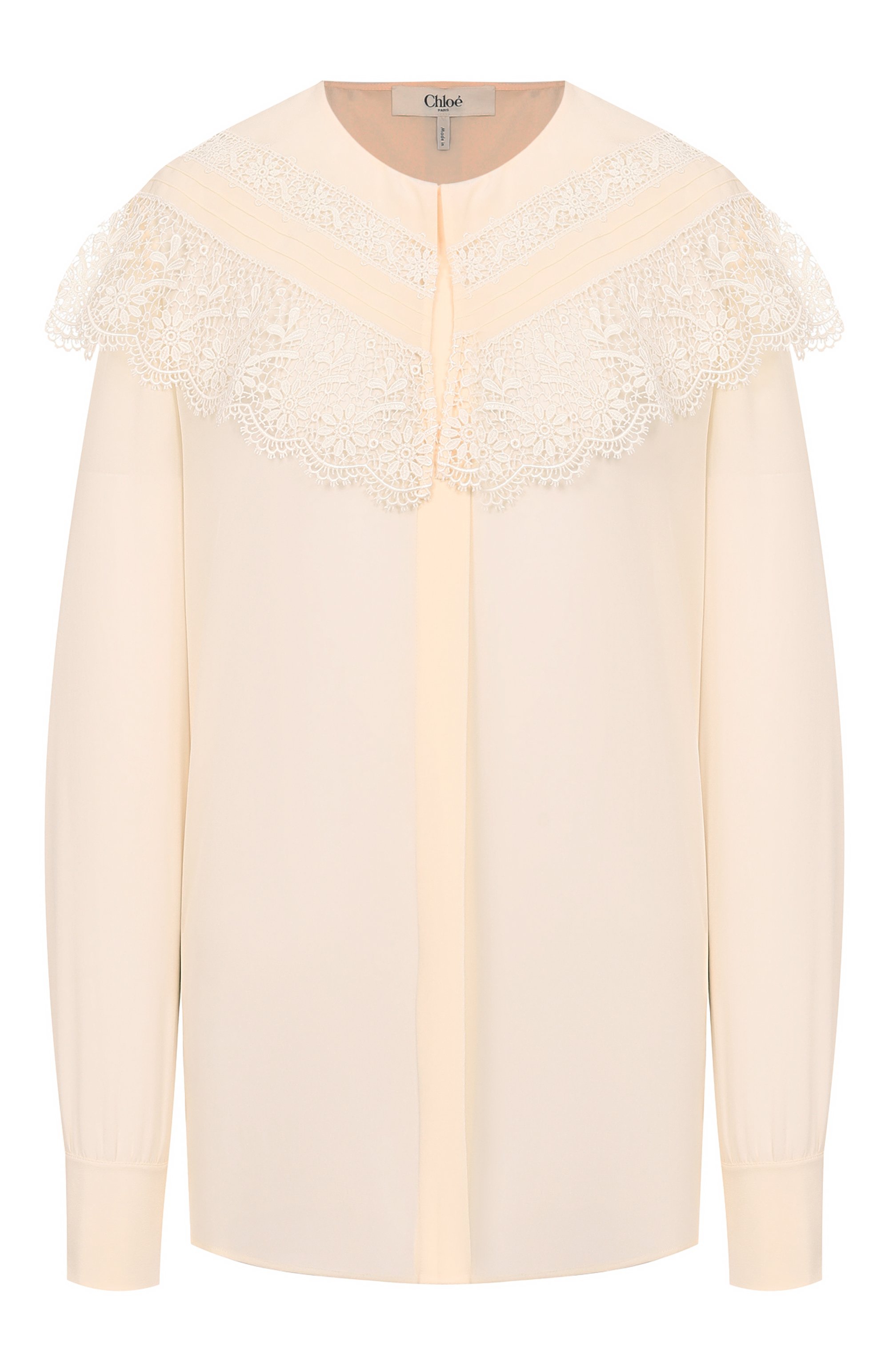 Шелковая блузка CHLOÉ кремового цвета по цене 229500 руб., арт. CH25AHT56077, фото 1 Шелковая блузка CHLOÉ, арт. CH25AHT56077, фото 1