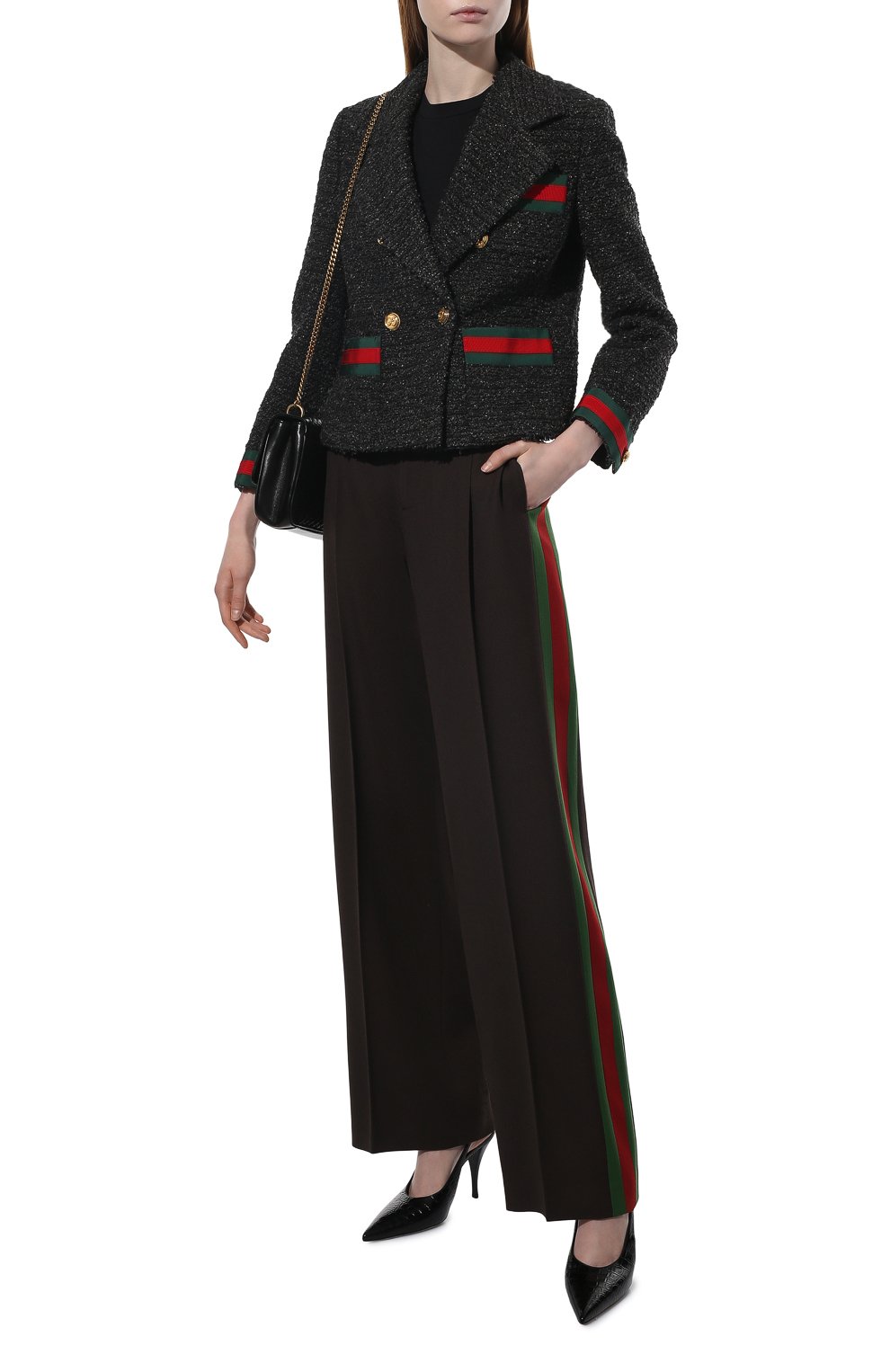 Двубортный жакет GUCCI темно-серого цвета по цене 285120 руб., арт. 674335/ZAHVT, фото 2 Двубортный жакет GUCCI, арт. 674335/ZAHVT, фото 2