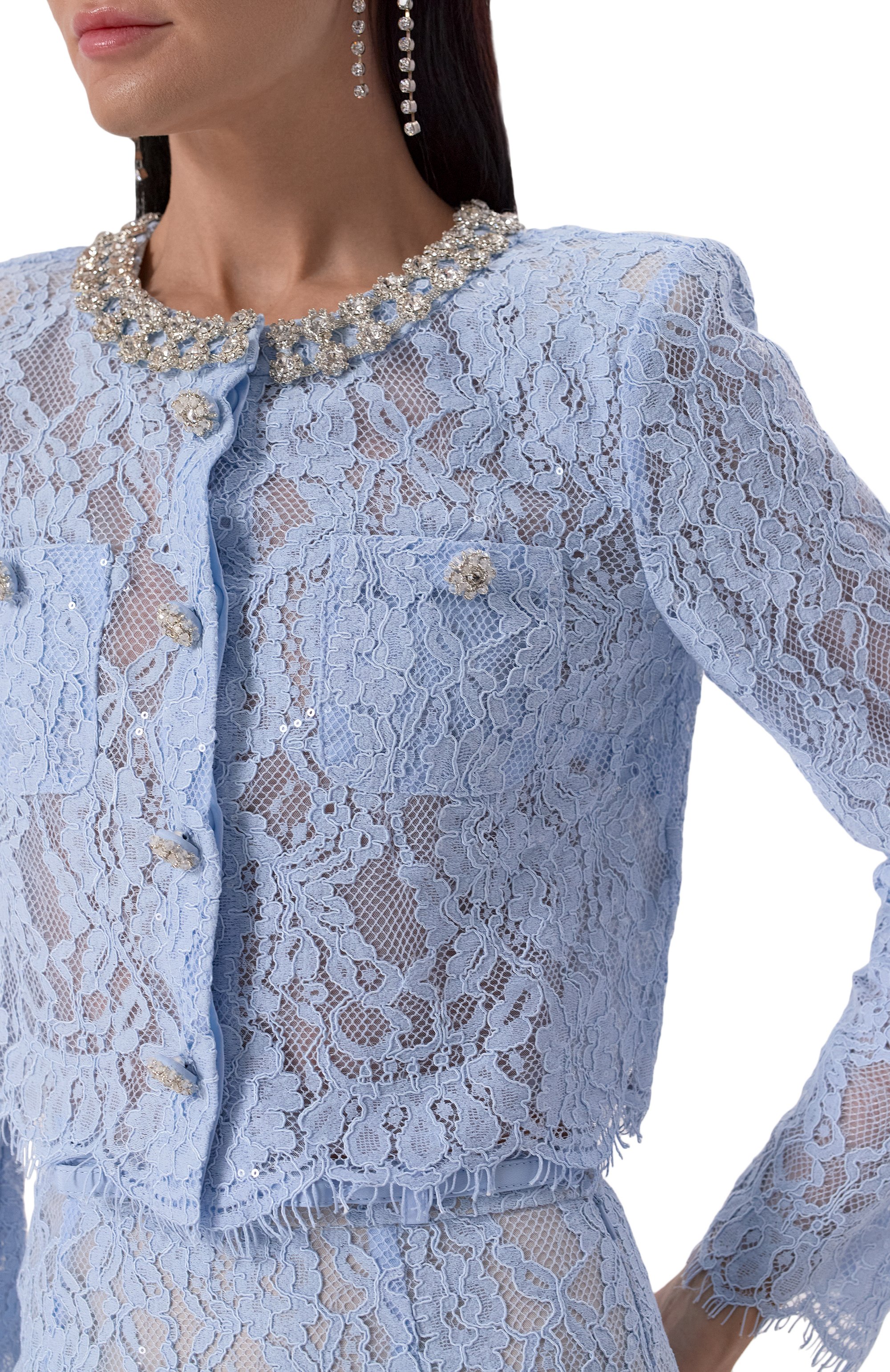 Жакет из вискозы и хлопка SELF-PORTRAIT, арт. RS25053TBL, фото 5