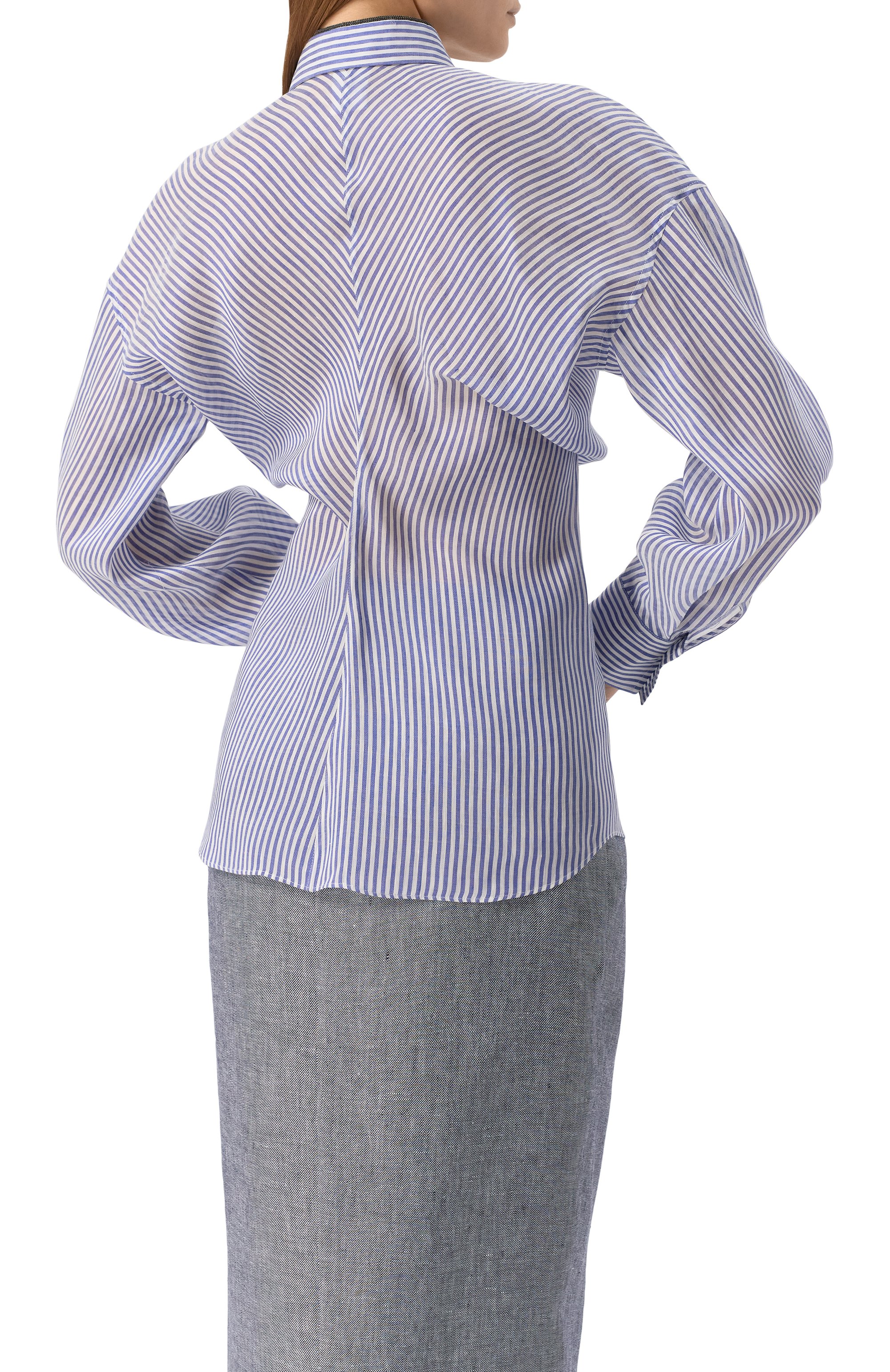 Рубашка изо льна и шелка BRUNELLO CUCINELLI, арт. MH756NL436, фото 4