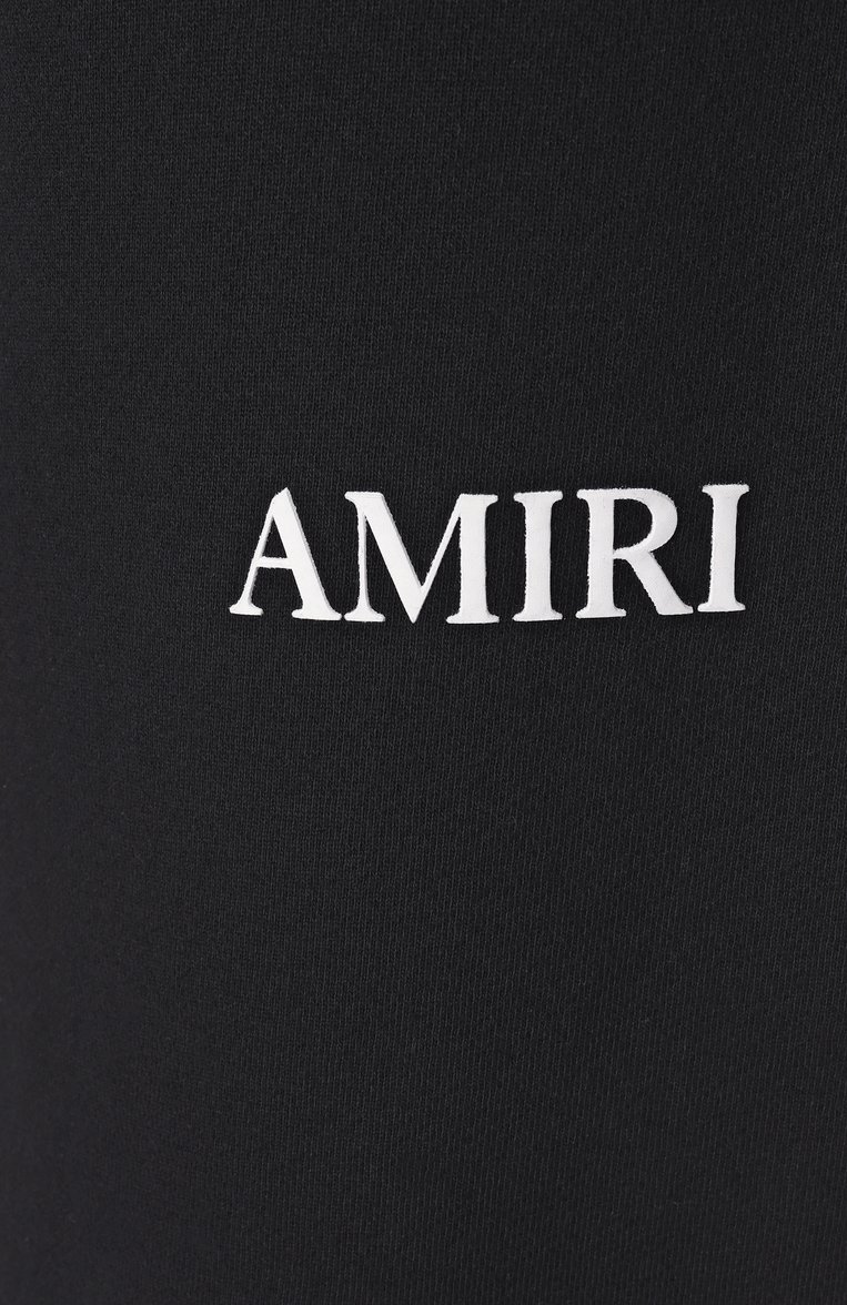Мужские хлопковые брюки AMIRI черного цвета, арт. AMJYSP1028 | Фото 6 (Длина (брюки, джинсы): Стандартные; Драгоценные камни: Проставлено; Материал сплава: Проставлено; Случай: Повседневный; Стили: Спорт-шик; Материал внешний: Хлопок)