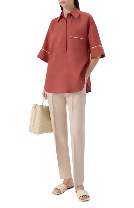 Льняная рубашка Agnona TD1109E/U3049E Красный  TD1109E/U3049E Фото 2