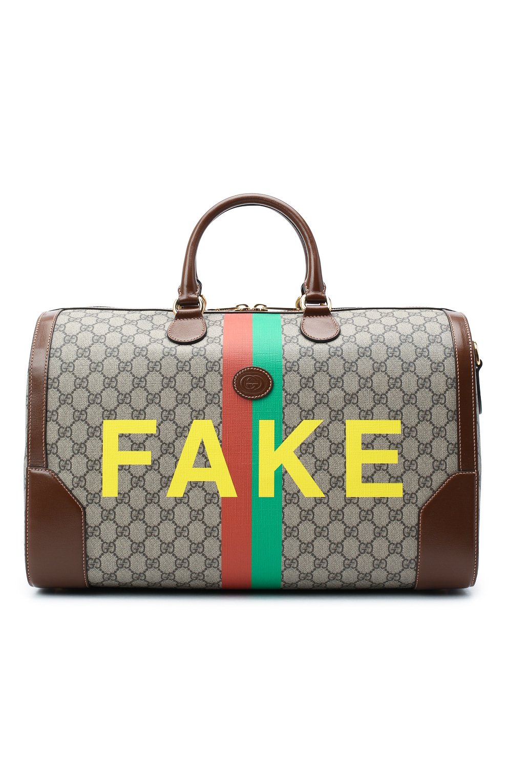 Мужская дорожная сумка «fake/not» GUCCI коричневого цвета, арт. 547953/2GCBG | Фото 1 (�Региональные ограничения белый список (Axapta Mercury): RU; Материал сплава: Проставлено; Ремень/цепочка: На ремешке; Материал: Текстиль, Экокожа; Драгоценные камни: Проставлено; Размер: large)