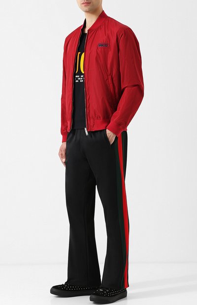 Брюки прямого кроя с лампасами и поясом на резинке GUCCI, арт. 493657/X7A90, фото 2