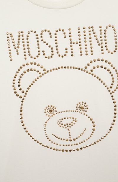 Хлопковая футболка MOSCHINO молочного цвета по цене 8755 руб., арт. HBM060/LBA10/4-8, фото 3 Хлопковая футболка MOSCHINO, арт. HBM060/LBA10/4-8, фото 3