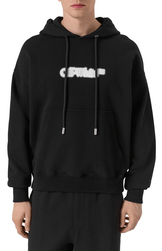Хлопковое худи Off-White 0MBB085S25FLE00I Чёрный  0MBB085S25FLE00I Фото 3