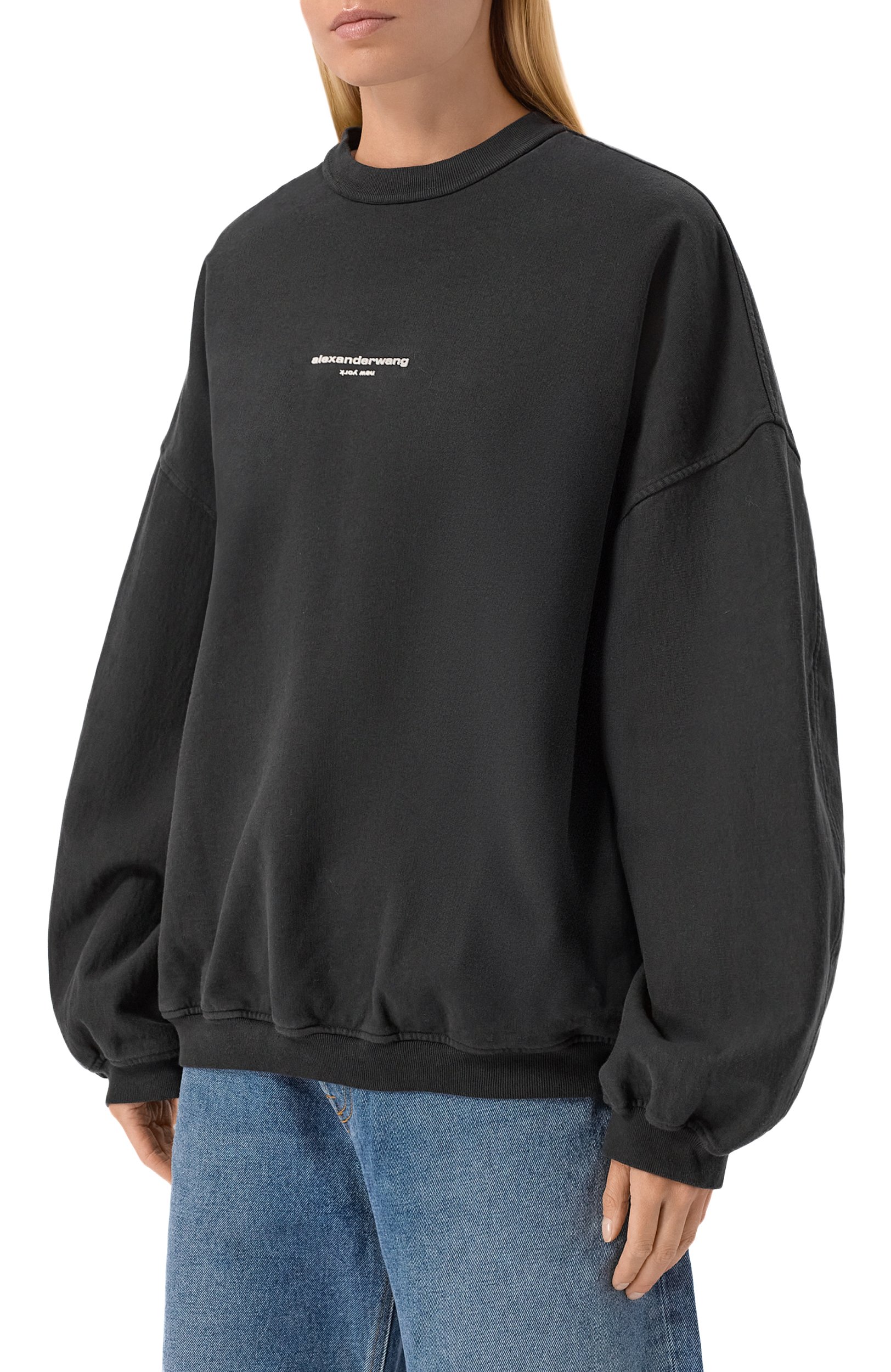 Хлопковый свитшот ALEXANDER WANG темно-серого цвета по цене 59950 руб., арт. UCC4261971, фото 3 Хлопковый свитшот ALEXANDER WANG, арт. UCC4261971, фото 3