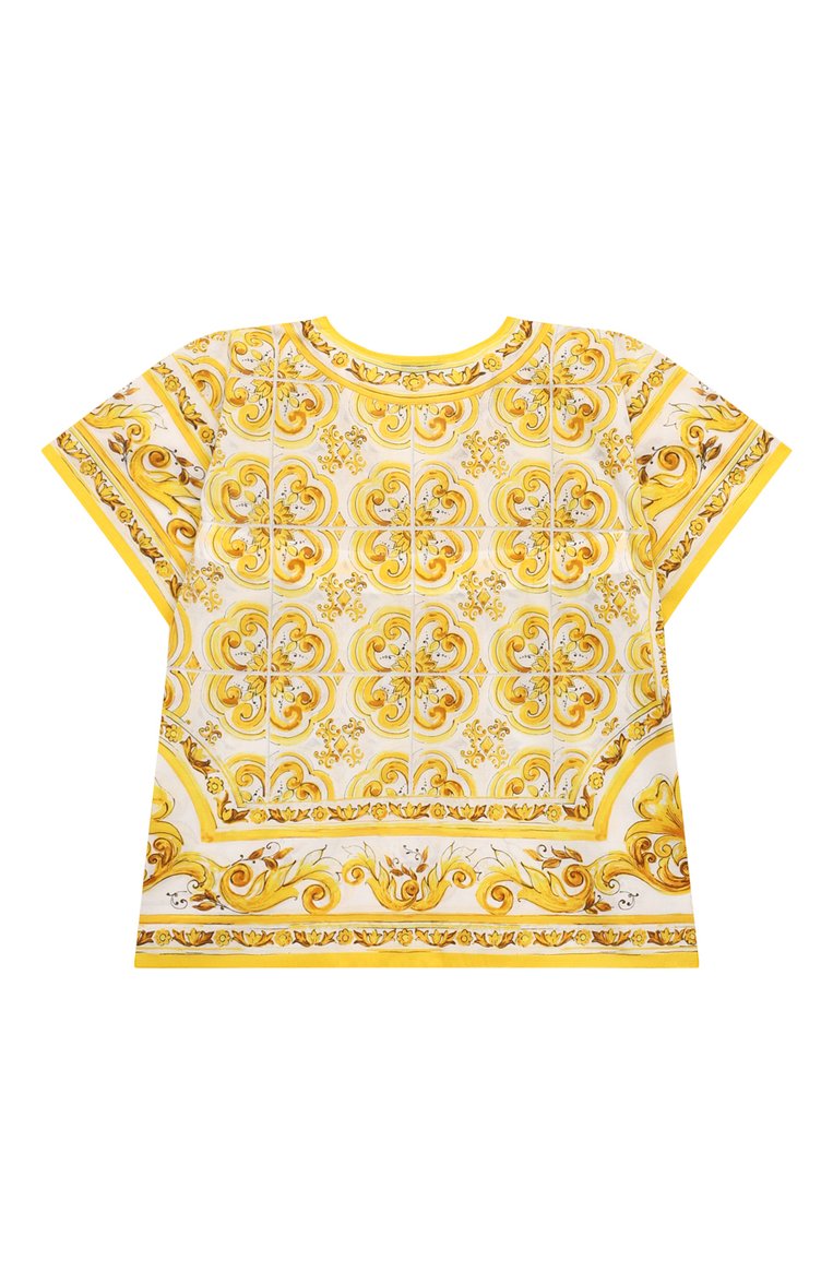 Детская хлопковая туника DOLCE & GABBANA желтого цвета, арт. LB7A14/G7J5K/S | Фото 2 (Материал внешний: Хлопок; Рукава: Короткие; Ростовка одежда: 12 лет | 152 см)