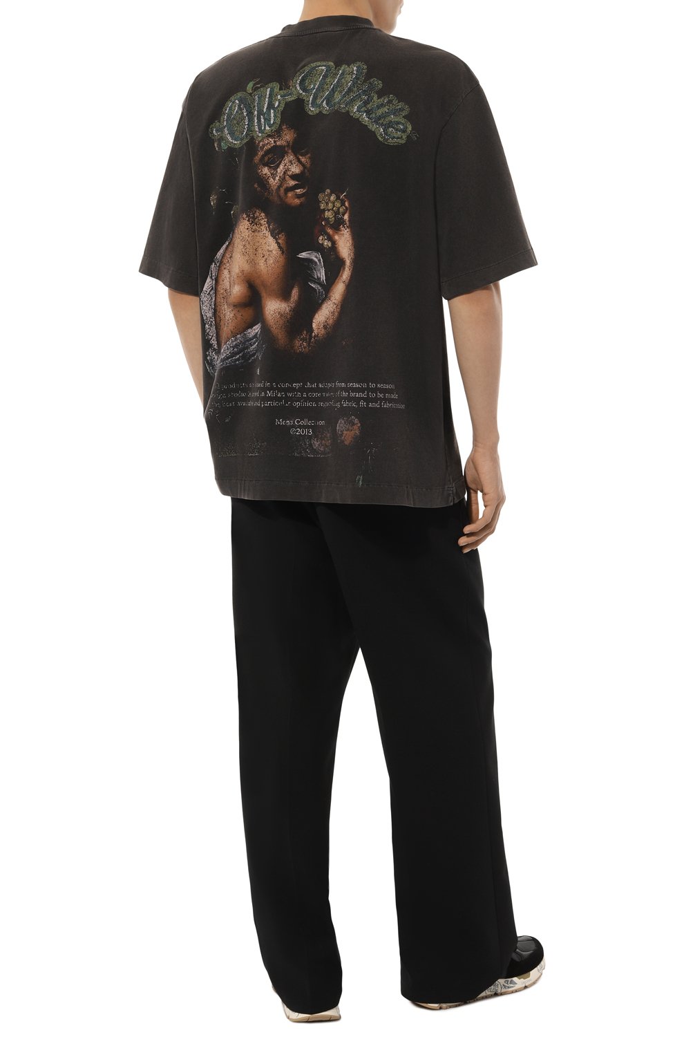 Хлопковая футболка OFF-WHITE темно-серого цвета по цене 48200 руб., арт. 0MAA120S24JER013, фото 2 Хлопковая футболка OFF-WHITE, арт. 0MAA120S24JER013, фото 2