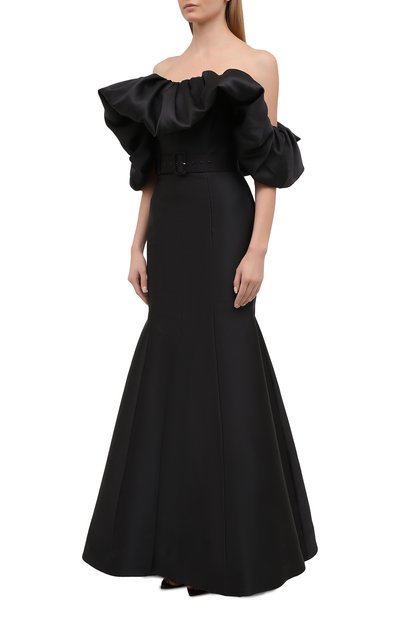 Атласное платье SOLACE LONDON черного цвета по цене 97250 руб., арт. 0S29007, фото 3 Атласное платье SOLACE LONDON, арт. 0S29007, фото 3