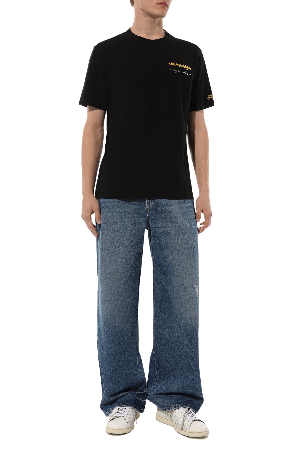 Хлопковая футболка MC2 SAINT BARTH черного цвета по цене 9550 руб., арт. STBM ARN0TT/ARN0001/MAYP57, фото 2 Хлопковая футболка MC2 SAINT BARTH, арт. STBM ARN0TT/ARN0001/MAYP57, фото 2