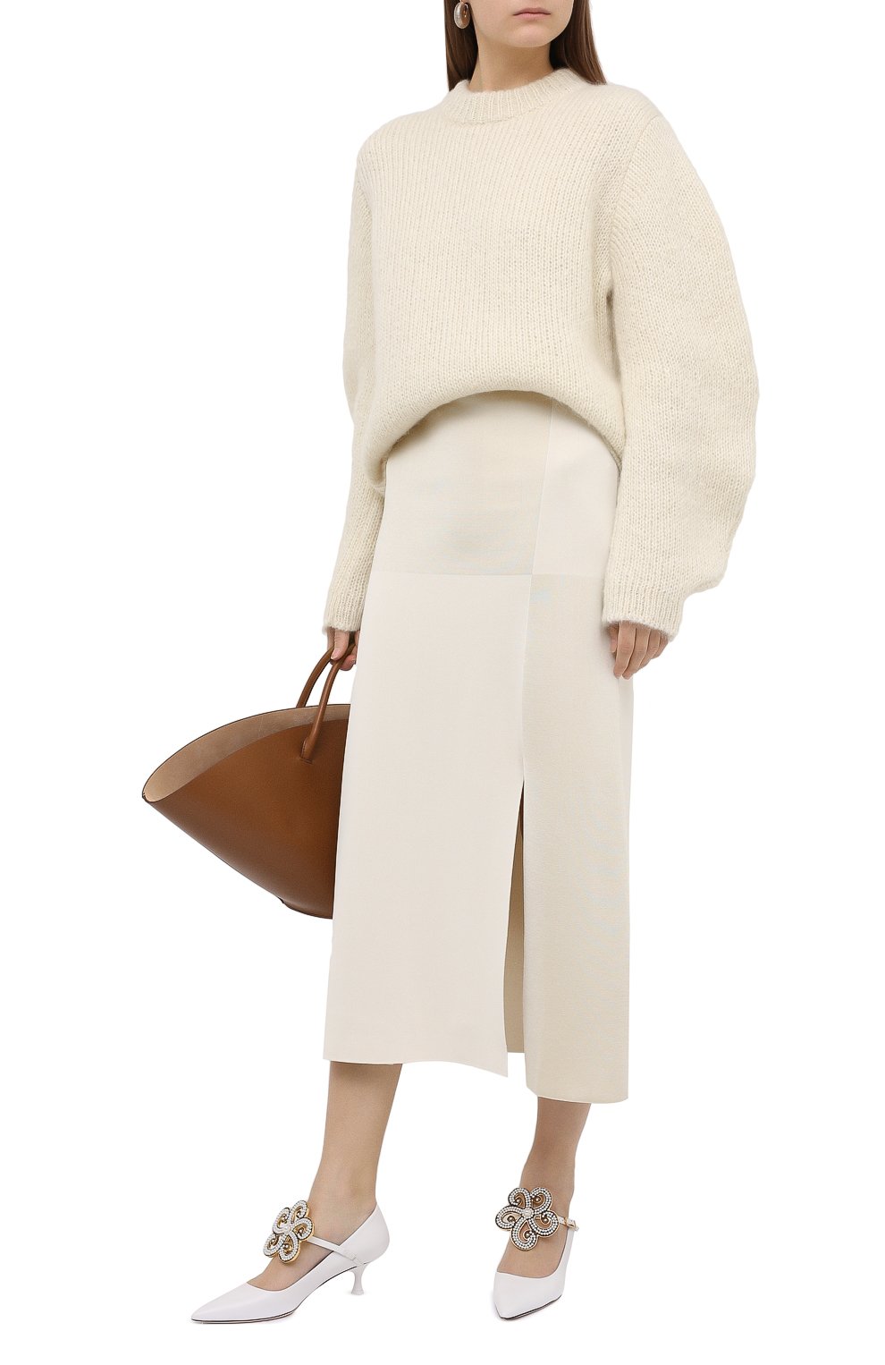 Юбка из шелка и вискозы JIL SANDER кремового цвета по цене 169500 руб., арт. JSWR754343-WRY39058, фото 2 Юбка из шелка и вискозы JIL SANDER, арт. JSWR754343-WRY39058, фото 2