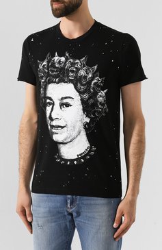 Мужская хлопковая футболка DOMREBEL черного цвета, арт. LIZ/T-SHIRT/PAINT | Фото 3 (Рукава: Короткие; Длина (для топов): Ста�ндартные; Стили: Гранж; Принт: С принтом; Мужское Кросс-КТ: Футболка-одежда; Материал сплава: Проставлено, Проверено; Материал внешний: Хлопок; Статус проверки: Проверено, Проверена категория; Драгоценные камни: Проставлено; Размерность: Маломерит)