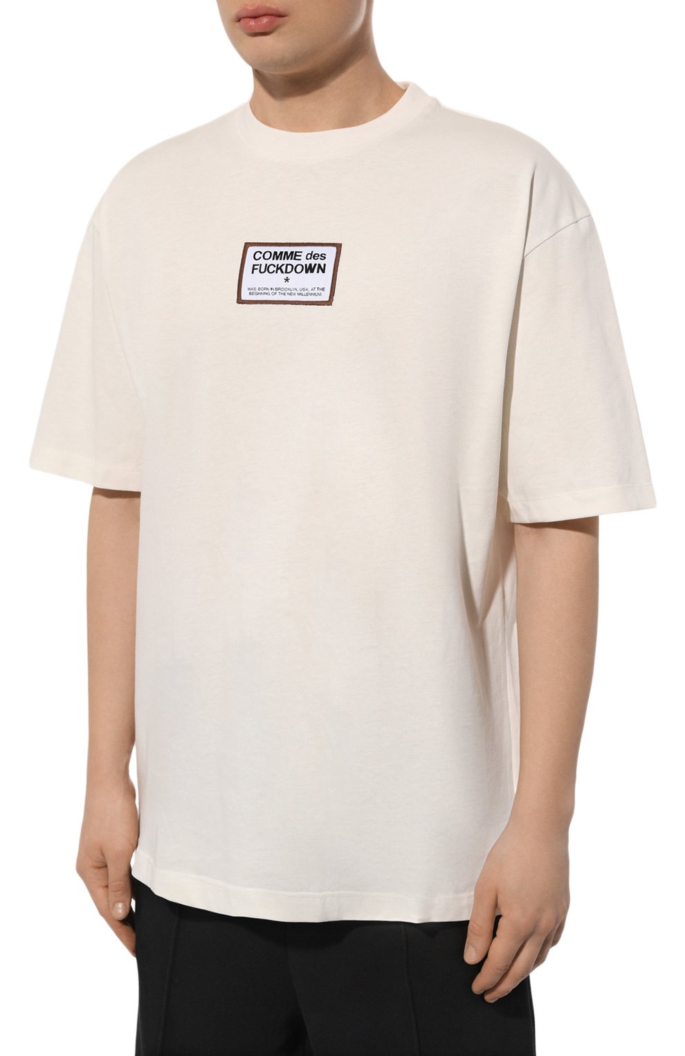 Хлопковая футболка COMME DES FUCKDOWN кремового цвета по цене 8510 руб., арт. CDFU2516, фото 3 Хлопковая футболка COMME DES FUCKDOWN, арт. CDFU2516, фото 3