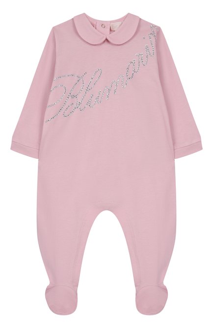 Детский комплект из трех предметов BLUMARINE розового цвета, арт. BNKT001.0.JF054/3M-9M | Фото 2 (Нос: Не проставлено; Материал внешний: Хлопок; Материал сплава: Проставлено)