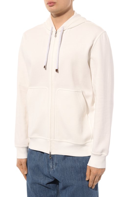 Хлопковая толстовка Brunello Cucinelli M0T35B2146 Белый  M0T35B2146 Фото 3
