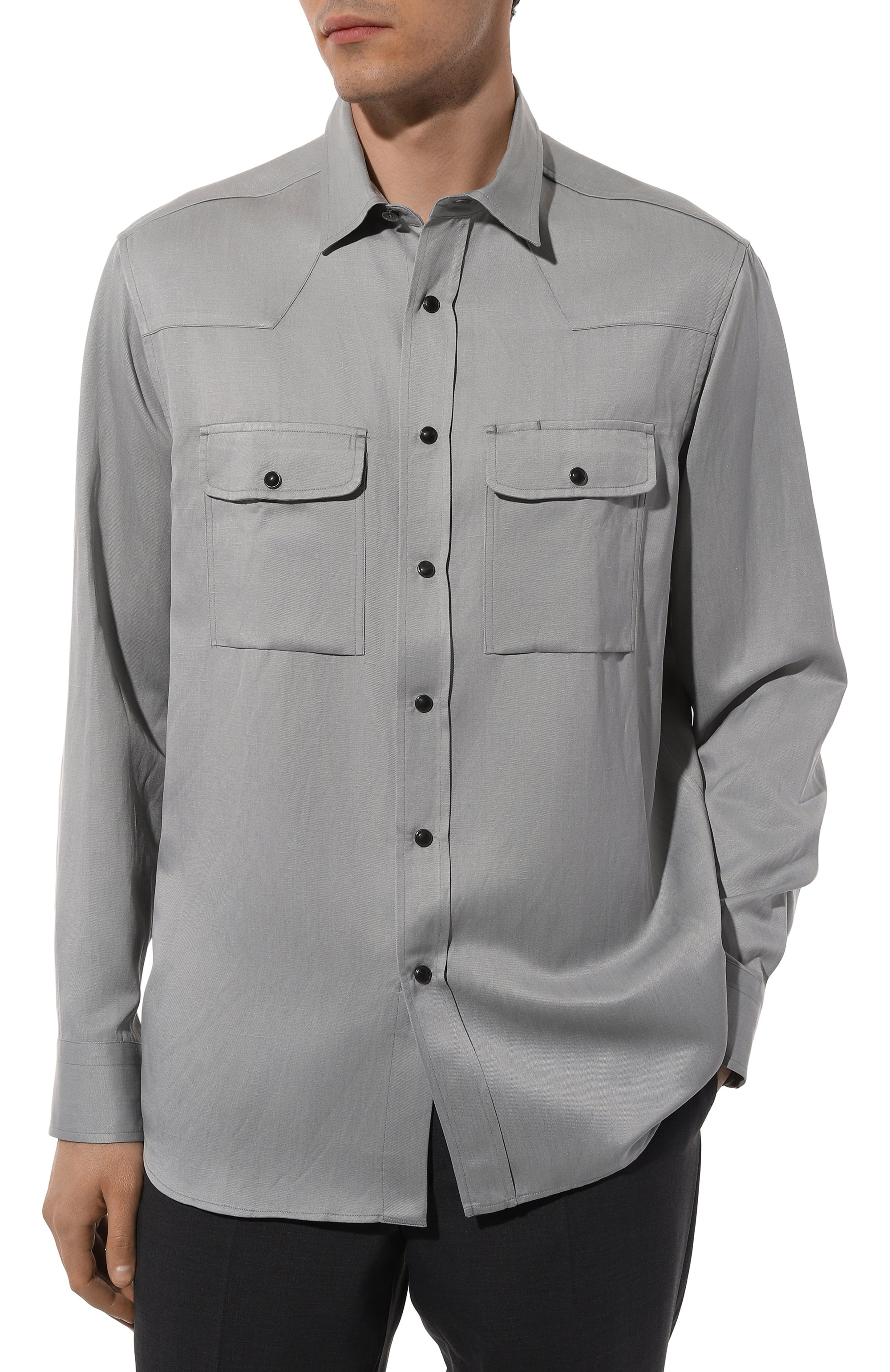 Рубашка из шелка и льна BRIONI, арт. SCFN0LPB103, фото 3