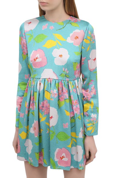 Платье из вискозы SAINT LAURENT бирюзового цвета по цене 231500 руб., арт. 652176/Y5C62, фото 3 Платье из вискозы SAINT LAURENT, арт. 652176/Y5C62, фото 3