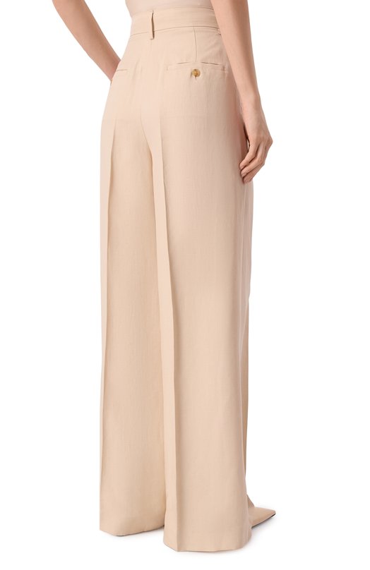 Брюки из вискозы и льна Weekend Max Mara WKDVELIER0 Кремовый  WKDVELIER0 Фото 4