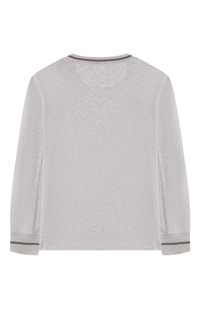 Хлопковый лонгслив BRUNELLO CUCINELLI серого цвета по цене 32650 руб., арт. B0B13T178B, фото 2 Хлопковый лонгслив BRUNELLO CUCINELLI, арт. B0B13T178B, фото 2