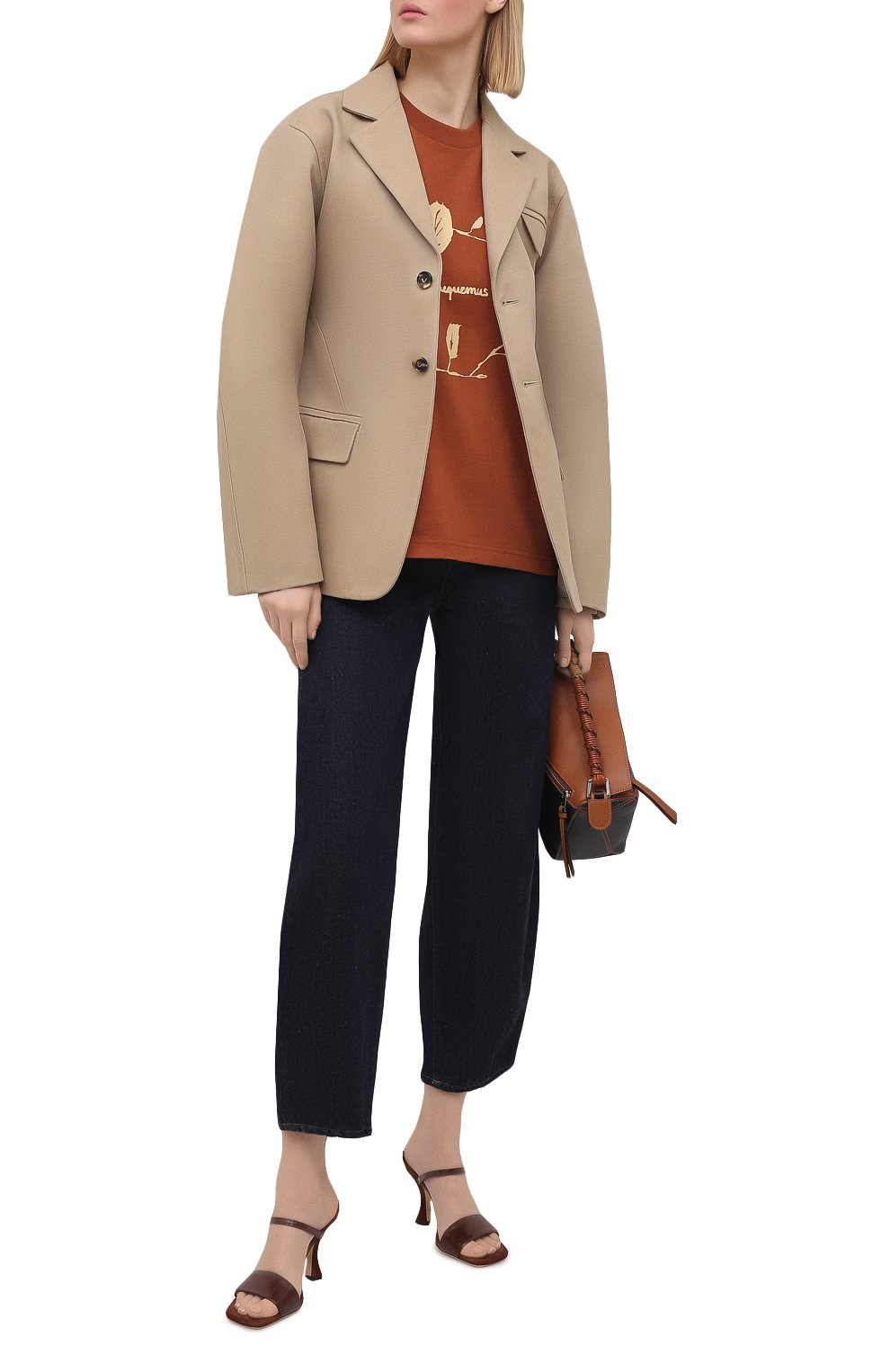 Хлопковая футболка JACQUEMUS коричневого цвета по цене 17950 руб., арт. 211JS12/22408L, фото 2 Хлопковая футболка JACQUEMUS, арт. 211JS12/22408L, фото 2