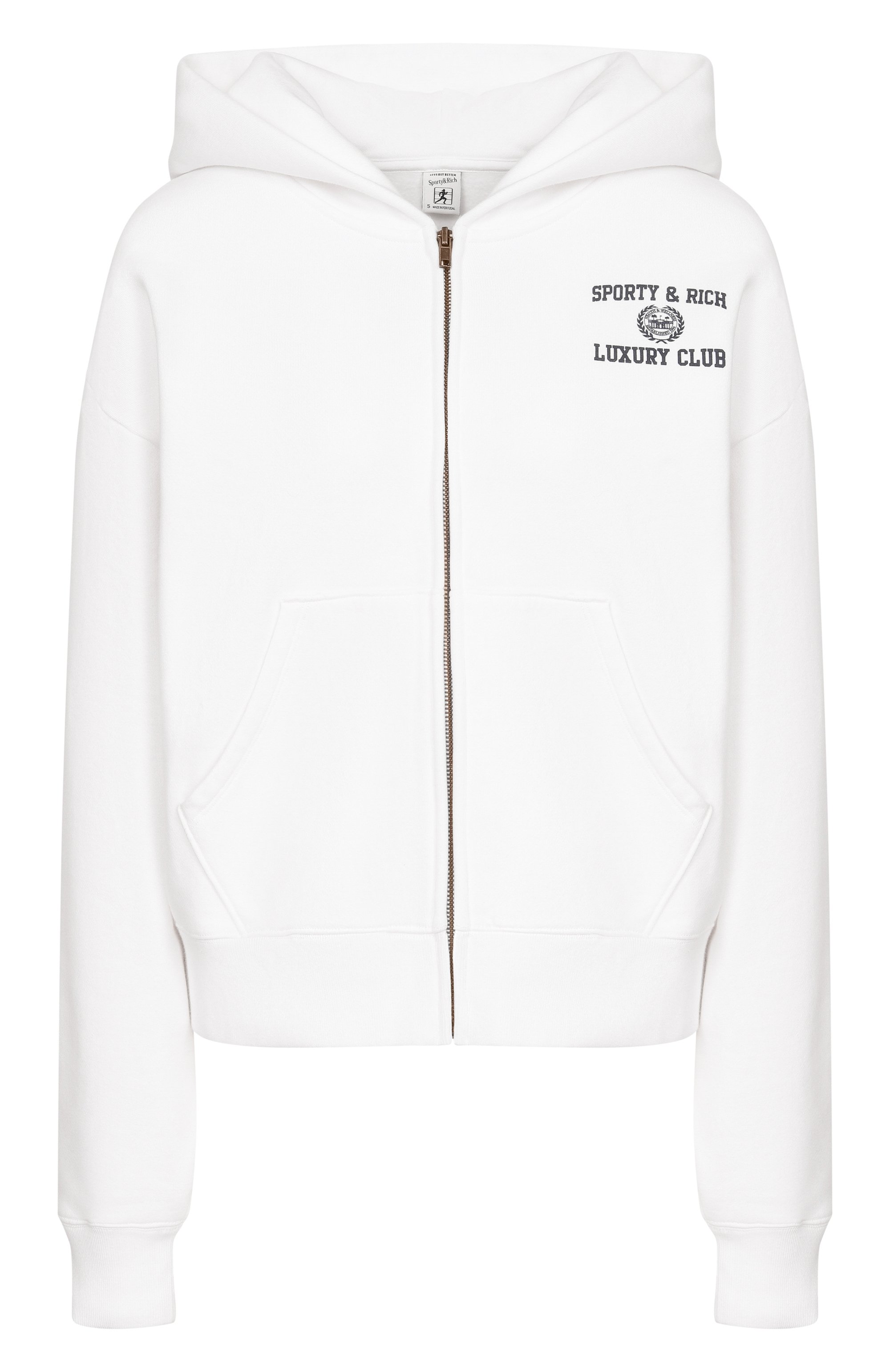 Хлопковая толстовка luxury club SPORTY AND RICH, арт. ST0957842WH01/S&R LUXURY CLUB ZIPPED H00DIE, фото 1