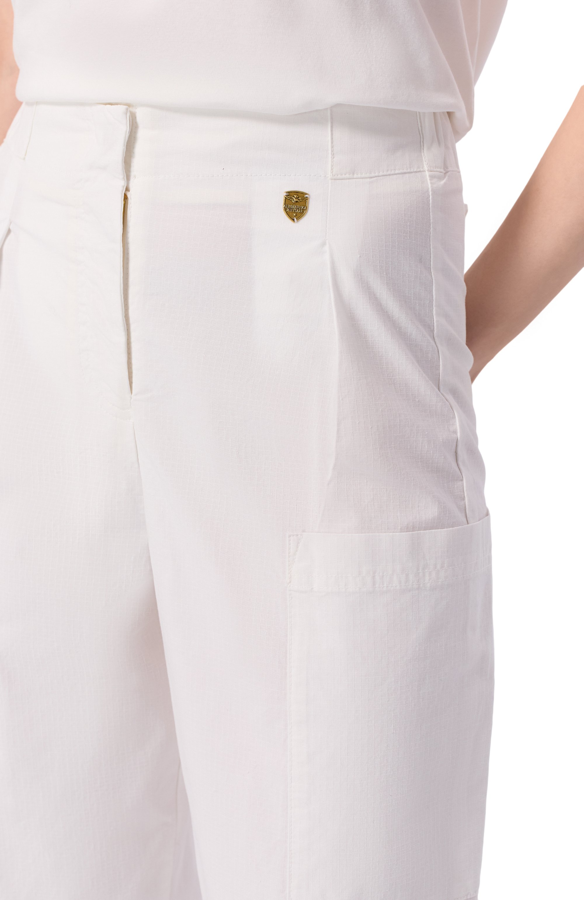 Хлопковые брюки AERONAUTICA MILITARE белого цвета по цене 26250 руб., арт. PA1695DCT04280, фото 5 Хлопковые брюки AERONAUTICA MILITARE, арт. PA1695DCT04280, фото 5