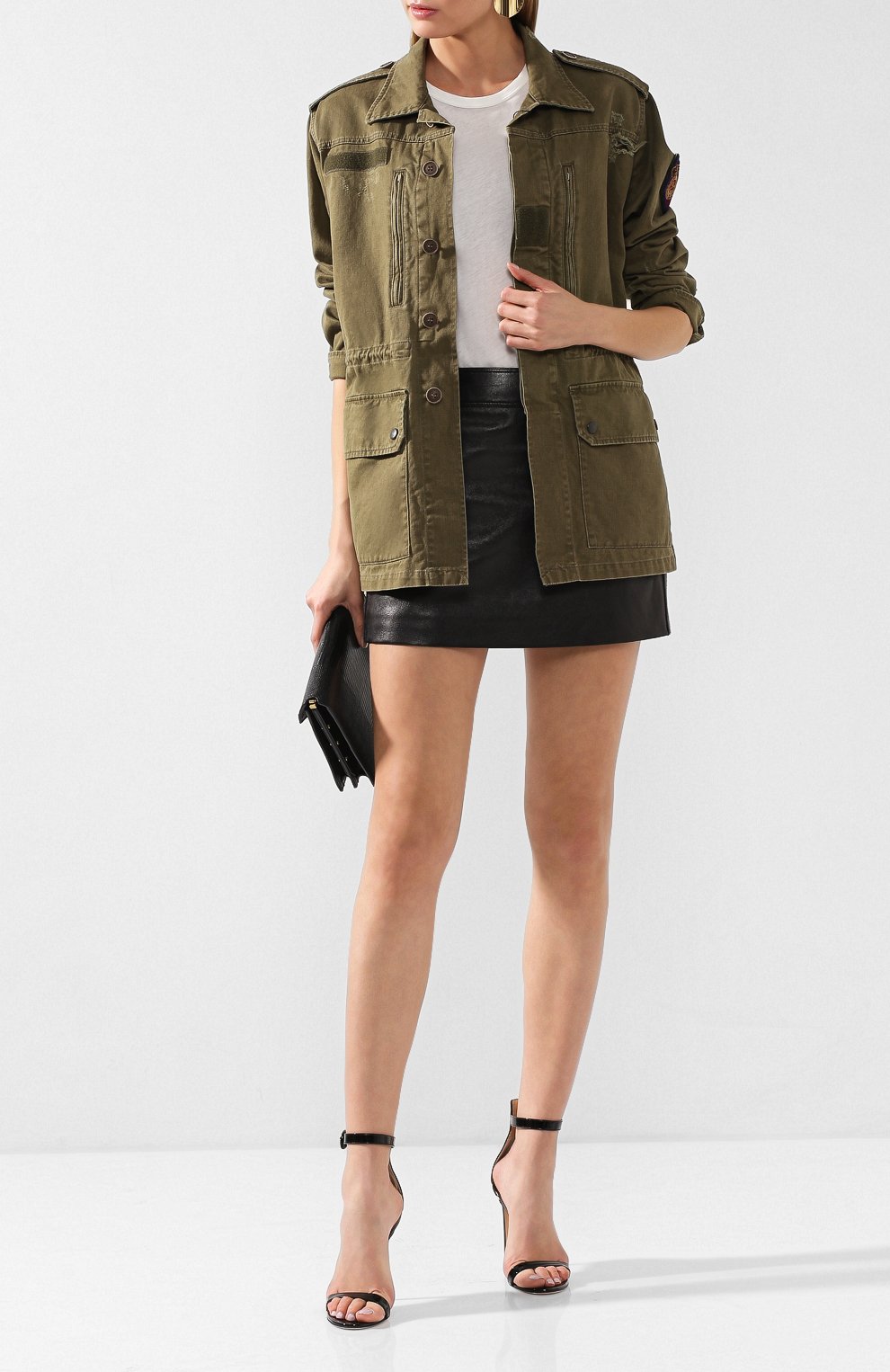 Хлопковая парка SAINT LAURENT хаки цвета по цене 225500 руб., арт. 560709/Y153W, фото 2 Хлопковая парка SAINT LAURENT, арт. 560709/Y153W, фото 2