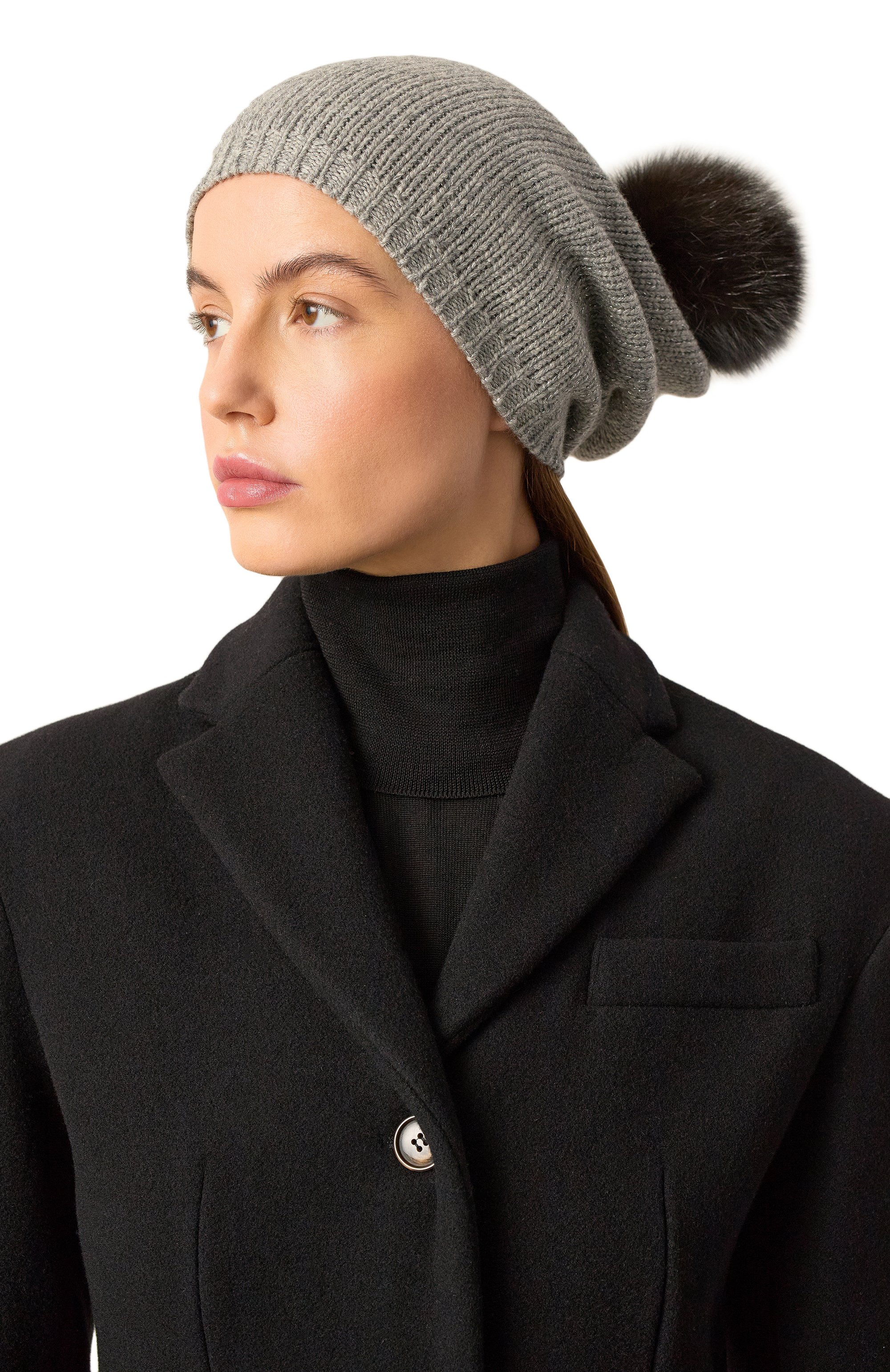 Кашемировая шапка с отделкой из меха соболя BLACK SABLE, арт. BS-005CV3, фото 2