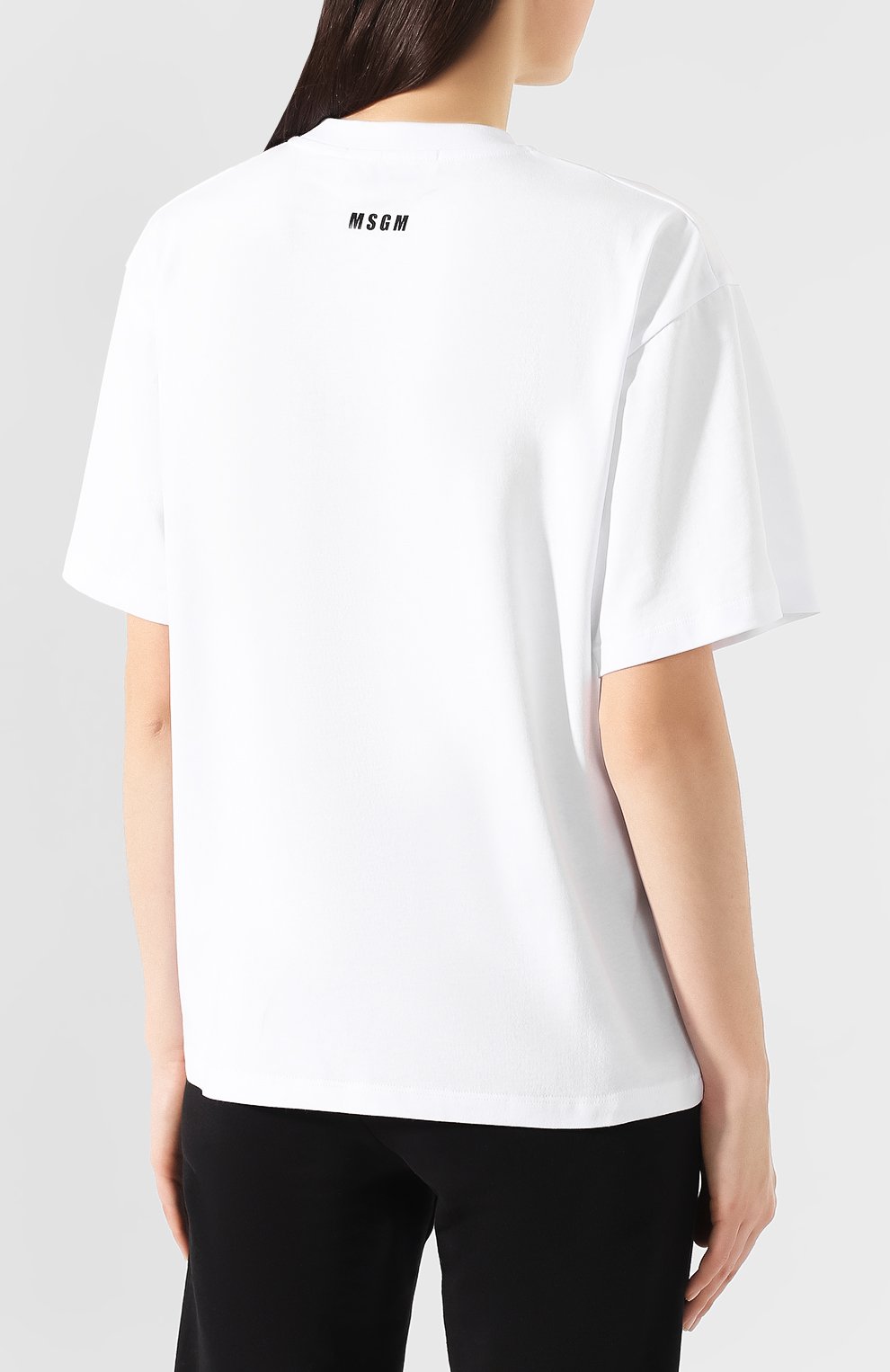 Хлопковая футболка MSGM белого цвета по цене 13450 руб., арт. 2841MDM216 207298, фото 4 Хлопковая футболка MSGM, арт. 2841MDM216 207298, фото 4