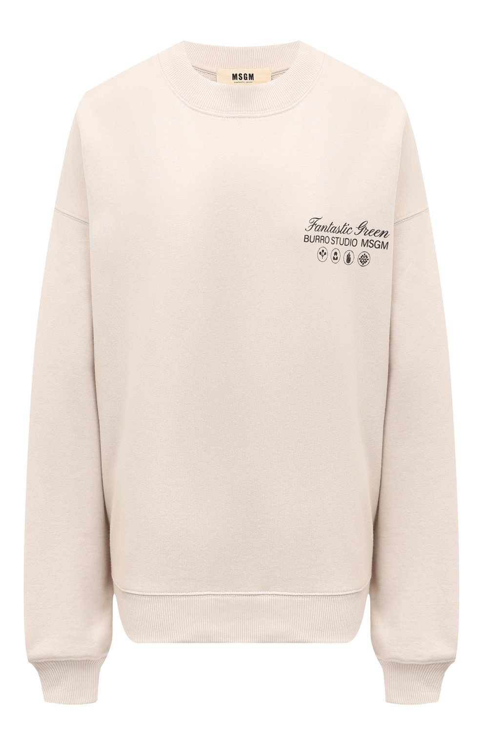 Хлопковый свитшот MSGM кремового цвета по цене 20700 руб., арт. 3746MM06/247792, фото 1 Хлопковый свитшот MSGM, арт. 3746MM06/247792, фото 1