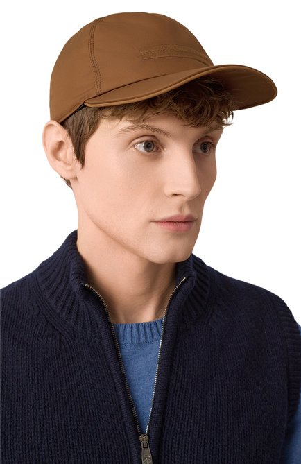 Мужская бейсболка ZEGNA коричневого цвета, арт. B8C/E8I00H | Фото 2 (Нос: Не проставлено; Материал сплава: Проставлен�о; Материал: Синтетический материал, Текстиль)