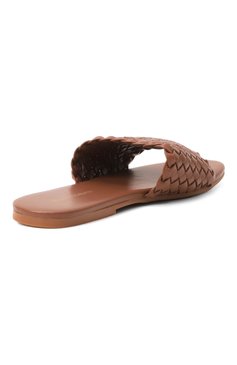 Женские кожаные шлепанцы MELISSA ODABASH коричневого цвета, арт. WOVEN SLIDER CR | Фото 5 (Материал внешний: Натуральная кожа; Подошва: Плоская; Каблук высота: Низкий; Материал сплава: Проставлено; Драгоценные камни: Проставлено)